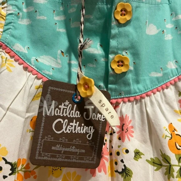 Matilda Jane The Adventure Begins Floral Swans Tunic Girls 6 NWT Ruffle Button - Picture 2 of 6